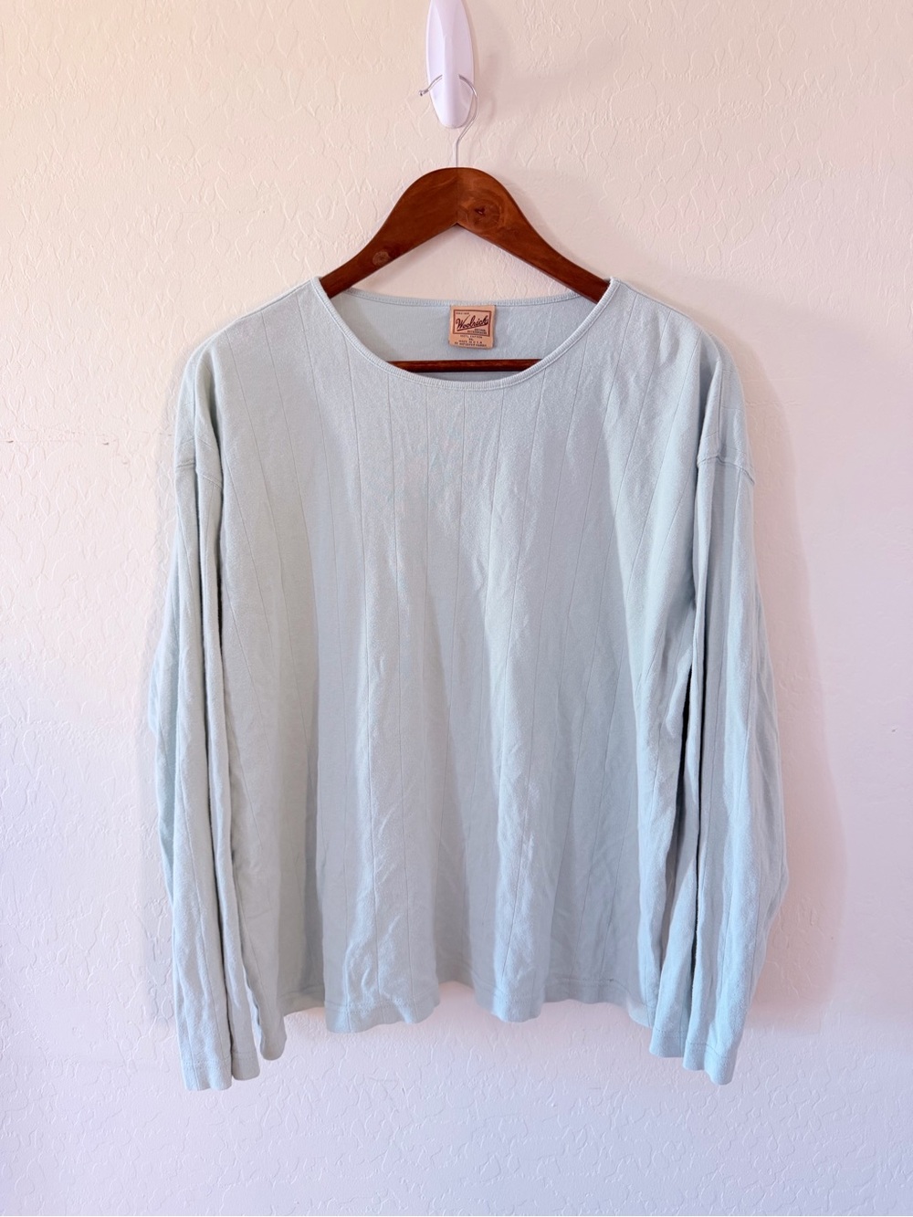 Woolrich Women’s XL Light Blue Cotton Ribbed Long Sleeve Shirt USA Made